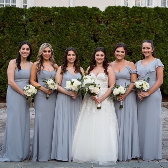 Strapless Crepe Trumpet Gown with Front Slit - Picture 6 of 8